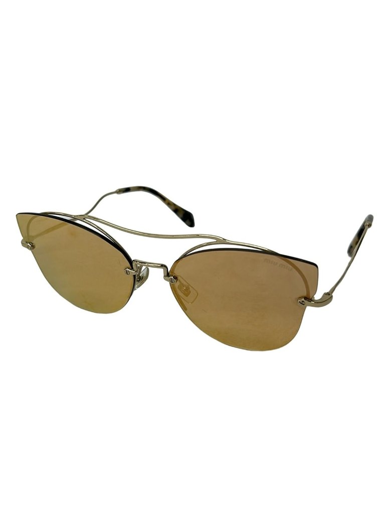 Miu Miu Sunglasses Dark Brown Gold Eyewear